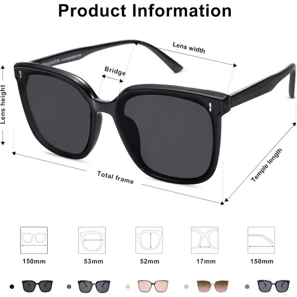 ? Women Black Trendy Oversized Sunglasses Vintage Stylish Design Eyewear main image 5